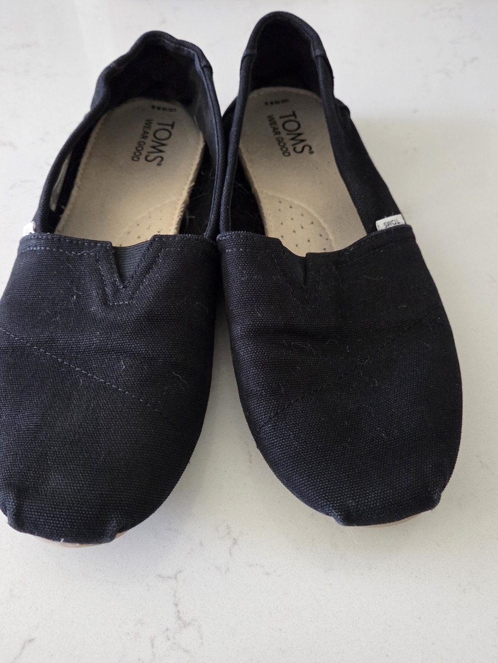 TOMS Classic Black Canvas Slip-On Alpargatas Womans Size 8.5